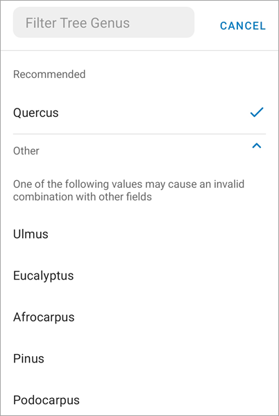Liste de valeurs conditionnelles Liste de valeurs conditionnelles