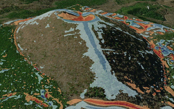 Courbure tangentielle sur un cône volcanique Courbure tangentielle sur un cône volcanique