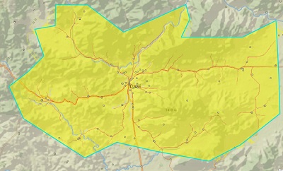 Carte identifiant la manière dont les étudiants parcourent le paysage pour se rendre à leur école