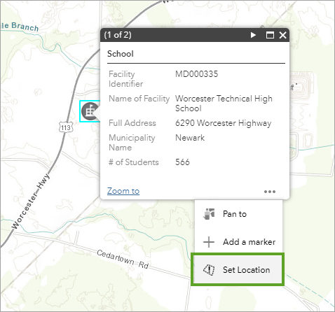 Définir l'emplacement Définir l'emplacement