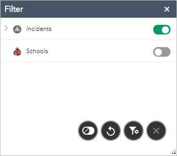 Widget Filter (Filtre) avec tous les boutons d’action possibles Widget Filter (Filtre) avec tous les boutons d’action possibles