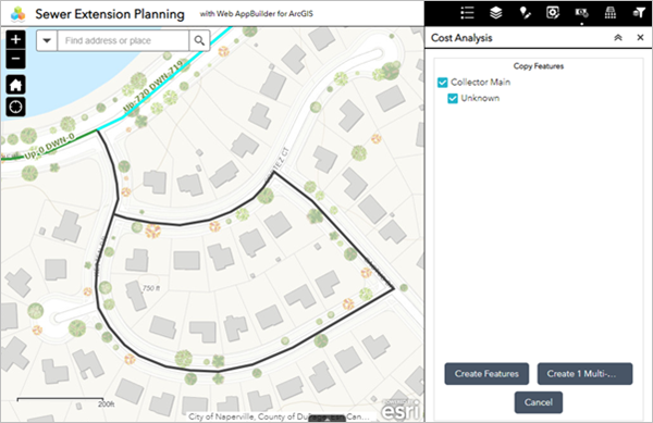 Conduite principale au nord-est sélectionnée Conduite principale au nord-est sélectionnée