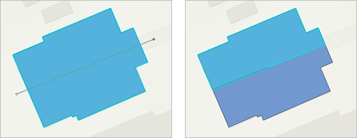 Fractionner un polygone à l’aide d’une ligne pour créer deux polygones Fractionner un polygone à l’aide d’une ligne pour créer deux polygones