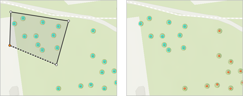 Fractionner une entité multi-points à l’aide d’un polygone Fractionner une entité multi-points à l’aide d’un polygone